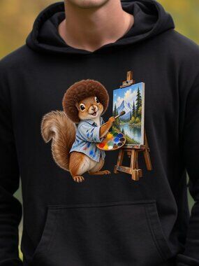 Funny Painting Squirrel HOODIE Graphic Sweatshirt Adult Unisex Art Animal
